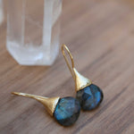 Labradorite Tear Drop Earrings ~ Jewelry ~ 18k Gold Plated ~ Natural ~ Minimalist Everyday ~ Gift for Her ~ Boho ~ Hippie ~ ME187