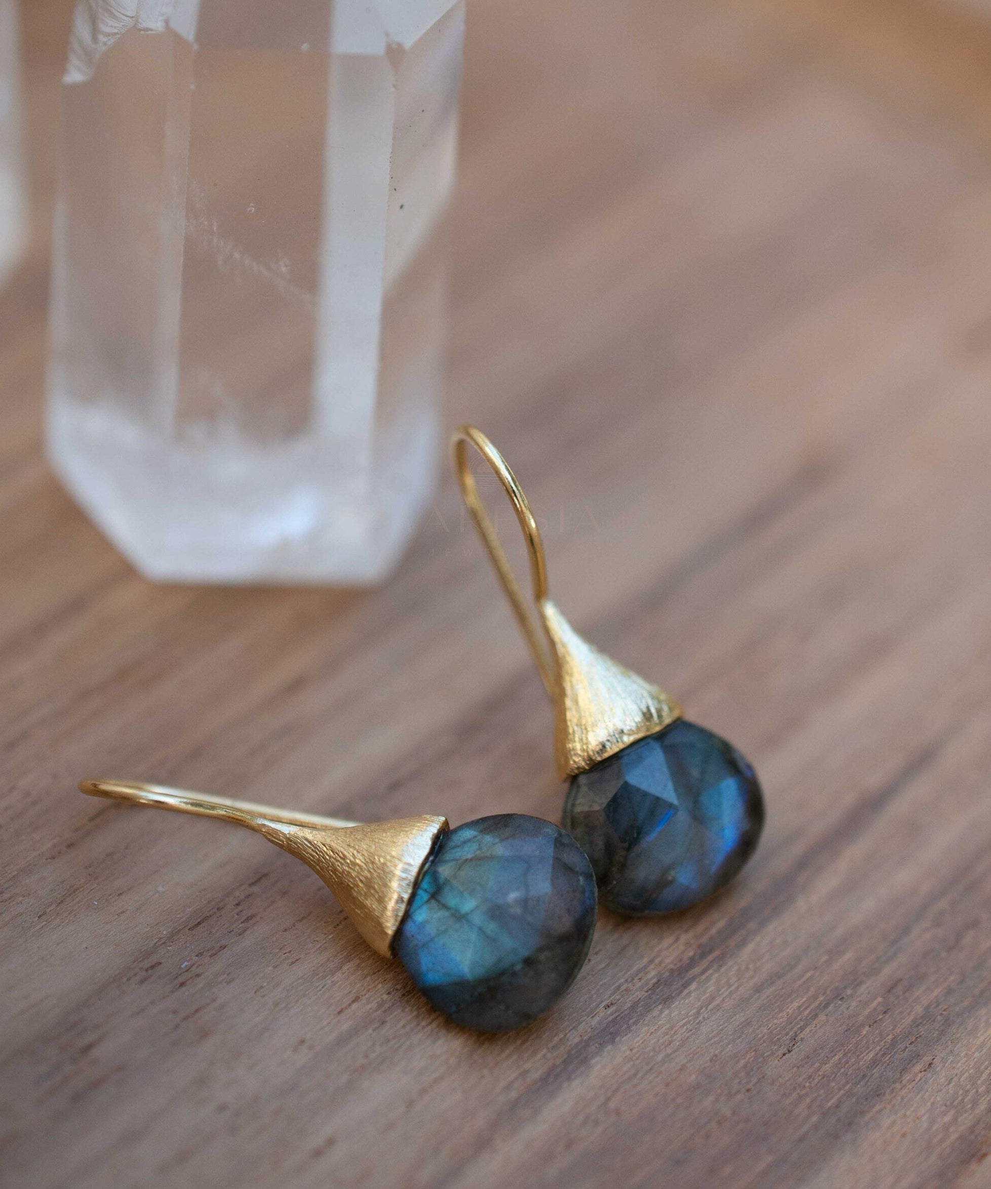 Labradorite Tear Drop Earrings ~ Jewelry ~ 18k Gold Plated ~ Natural ~ Minimalist Everyday ~ Gift for Her ~ Boho ~ Hippie ~ ME187