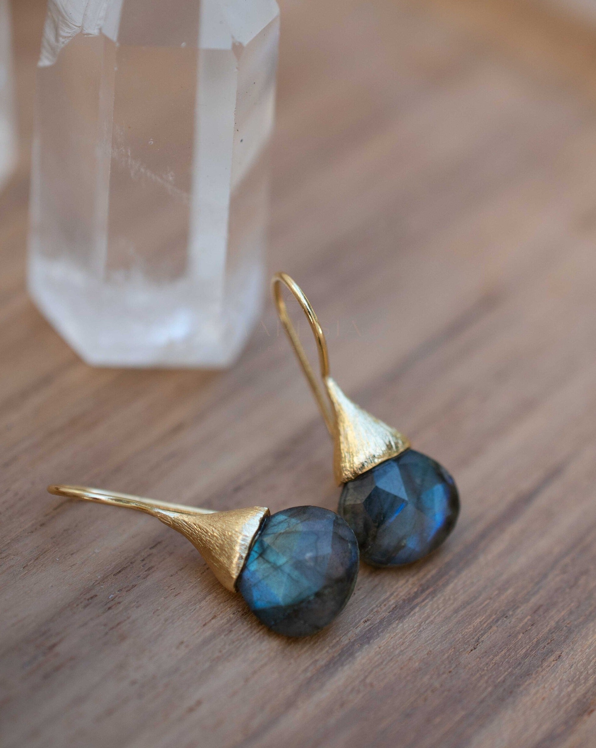 Labradorite Tear Drop Earrings ~ Jewelry ~ 18k Gold Plated ~ Natural ~ Minimalist Everyday ~ Gift for Her ~ Boho ~ Hippie ~ ME187