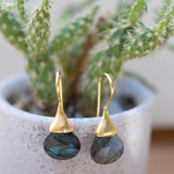 Labradorite Tear Drop Earrings ~ Jewelry ~ 18k Gold Plated ~ Natural ~ Minimalist Everyday ~ Gift for Her ~ Boho ~ Hippie ~ ME187