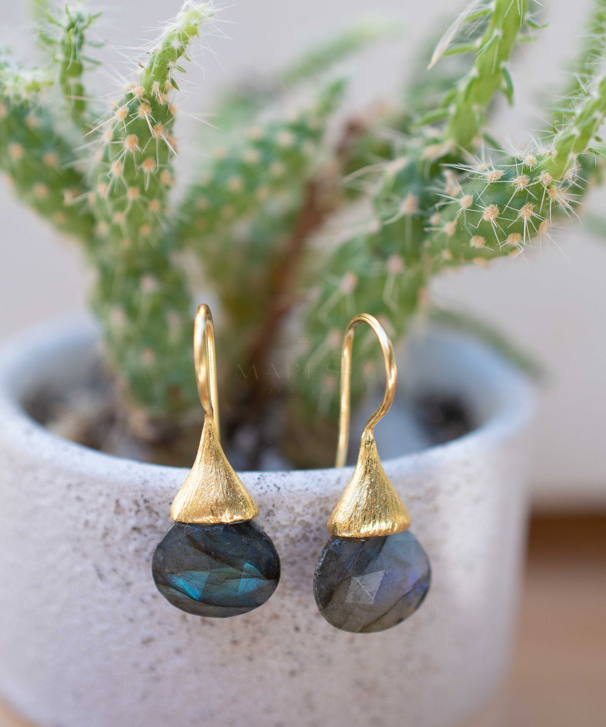 Labradorite Tear Drop Earrings ~ Jewelry ~ 18k Gold Plated ~ Natural ~ Minimalist Everyday ~ Gift for Her ~ Boho ~ Hippie ~ ME187