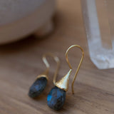 Labradorite Tear Drop Earrings ~ Jewelry ~ 18k Gold Plated ~ Natural ~ Minimalist Everyday ~ Gift for Her ~ Boho ~ Hippie ~ ME187