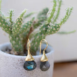 Labradorite Tear Drop Earrings ~ Jewelry ~ 18k Gold Plated ~ Natural ~ Minimalist Everyday ~ Gift for Her ~ Boho ~ Hippie ~ ME187