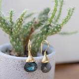 Labradorite Tear Drop Earrings ~ Jewelry ~ 18k Gold Plated ~ Natural ~ Minimalist Everyday ~ Gift for Her ~ Boho ~ Hippie ~ ME187