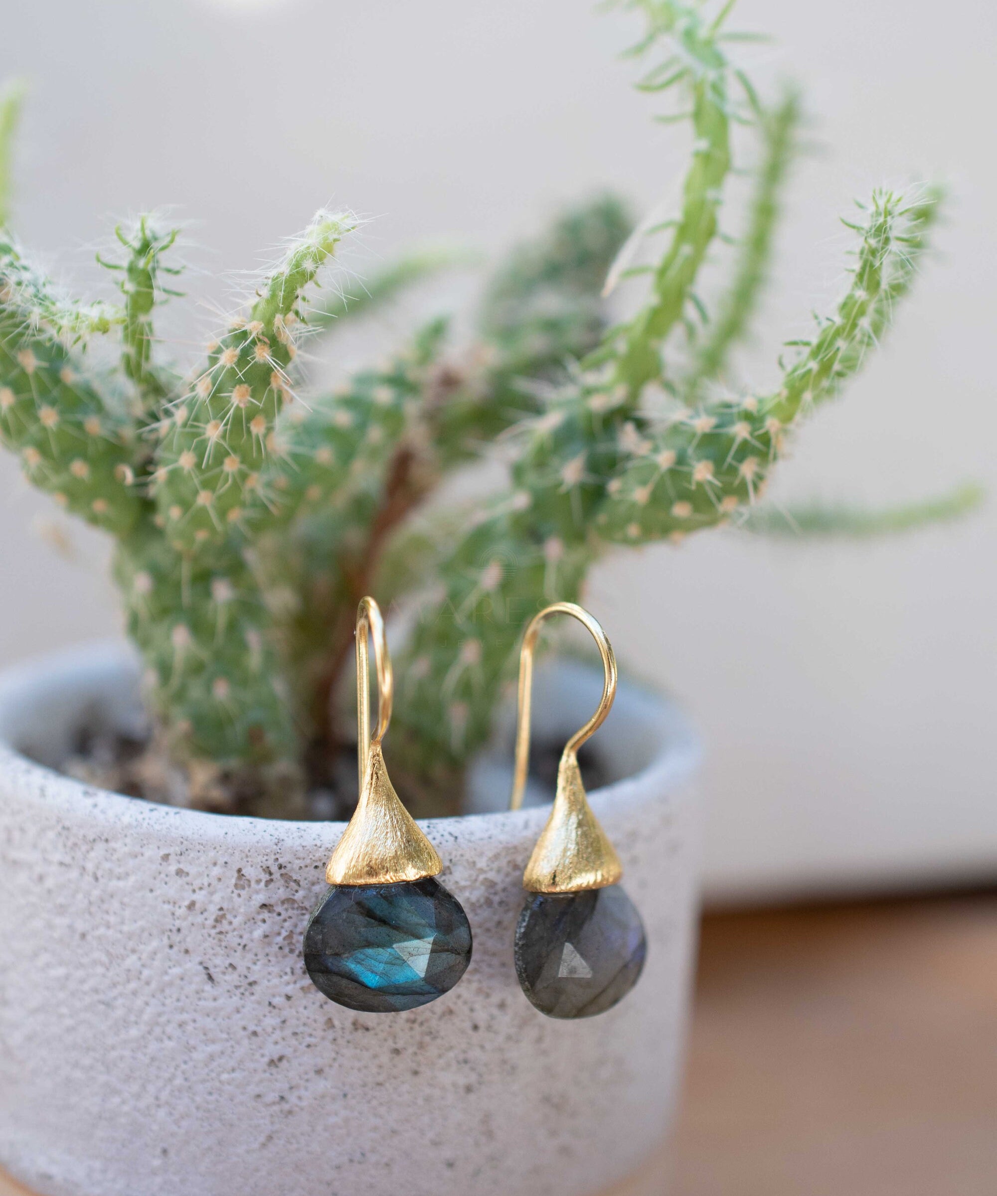 Labradorite Tear Drop Earrings ~ Jewelry ~ 18k Gold Plated ~ Natural ~ Minimalist Everyday ~ Gift for Her ~ Boho ~ Hippie ~ ME187