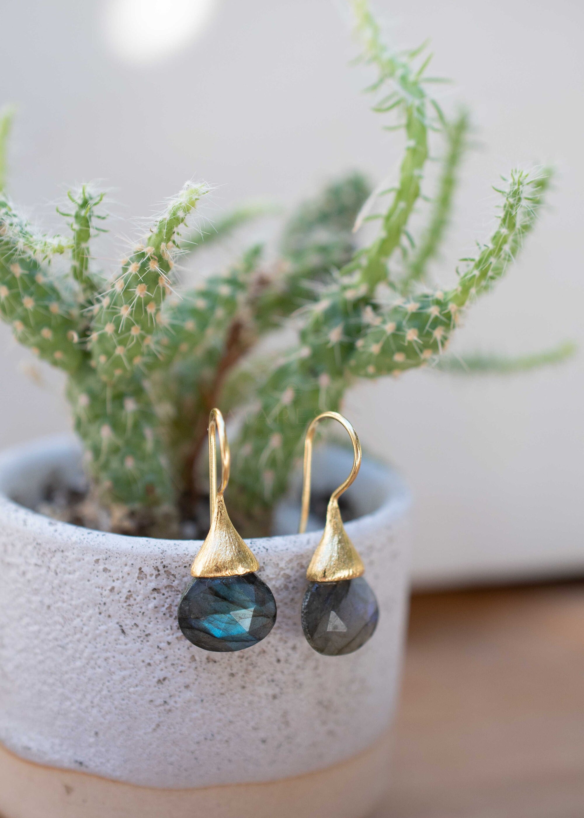 Labradorite Tear Drop Earrings ~ Jewelry ~ 18k Gold Plated ~ Natural ~ Minimalist Everyday ~ Gift for Her ~ Boho ~ Hippie ~ ME187
