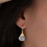 Moonstone Tear Drop Earrings ~ Gold Plated ~Dangle ~ Jewelry ~ Natural ~ Organic ~ Everyday~ Delicate~ minimalist Boho ~ Hippie ~ ME225