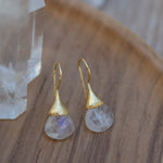Moonstone Tear Drop Earrings ~ Gold Plated ~Dangle ~ Jewelry ~ Natural ~ Organic ~ Everyday~ Delicate~ minimalist Boho ~ Hippie ~ ME225