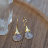 Moonstone Tear Drop Earrings ~ Gold Plated ~Dangle ~ Jewelry ~ Natural ~ Organic ~ Everyday~ Delicate~ minimalist Boho ~ Hippie ~ ME225
