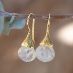 Moonstone Tear Drop Earrings ~ Gold Plated ~Dangle ~ Jewelry ~ Natural ~ Organic ~ Everyday~ Delicate~ minimalist Boho ~ Hippie ~ ME225