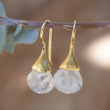 Moonstone Tear Drop Earrings ~ Gold Plated ~Dangle ~ Jewelry ~ Natural ~ Organic ~ Everyday~ Delicate~ minimalist Boho ~ Hippie ~ ME225