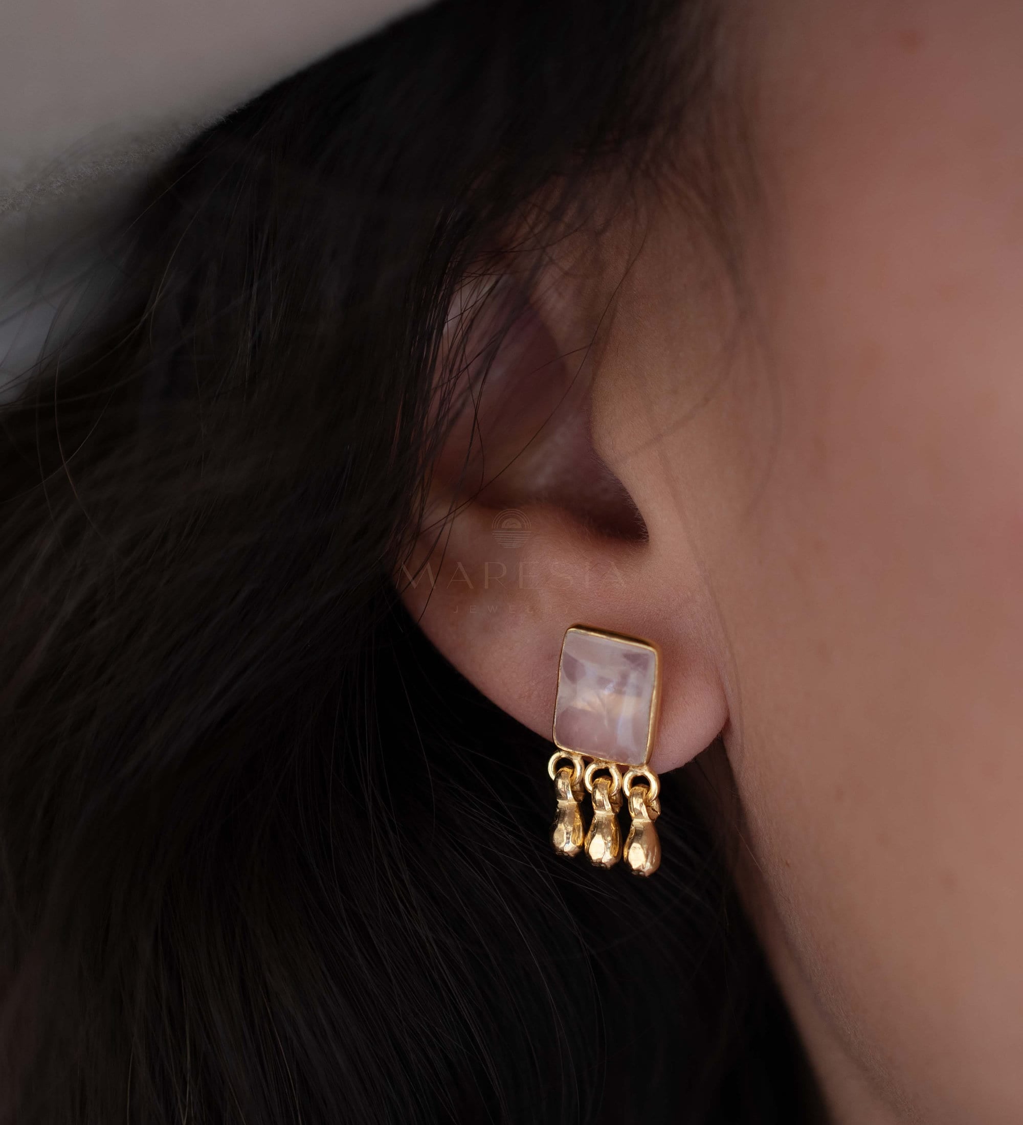 Rose Quartz Earrings ~ Sterling Silver or 18k Gold Plated over Sterling Silver ~ Stud ~ Jewelry ~ Natural ~ Minimalist Everyday ~ ME2