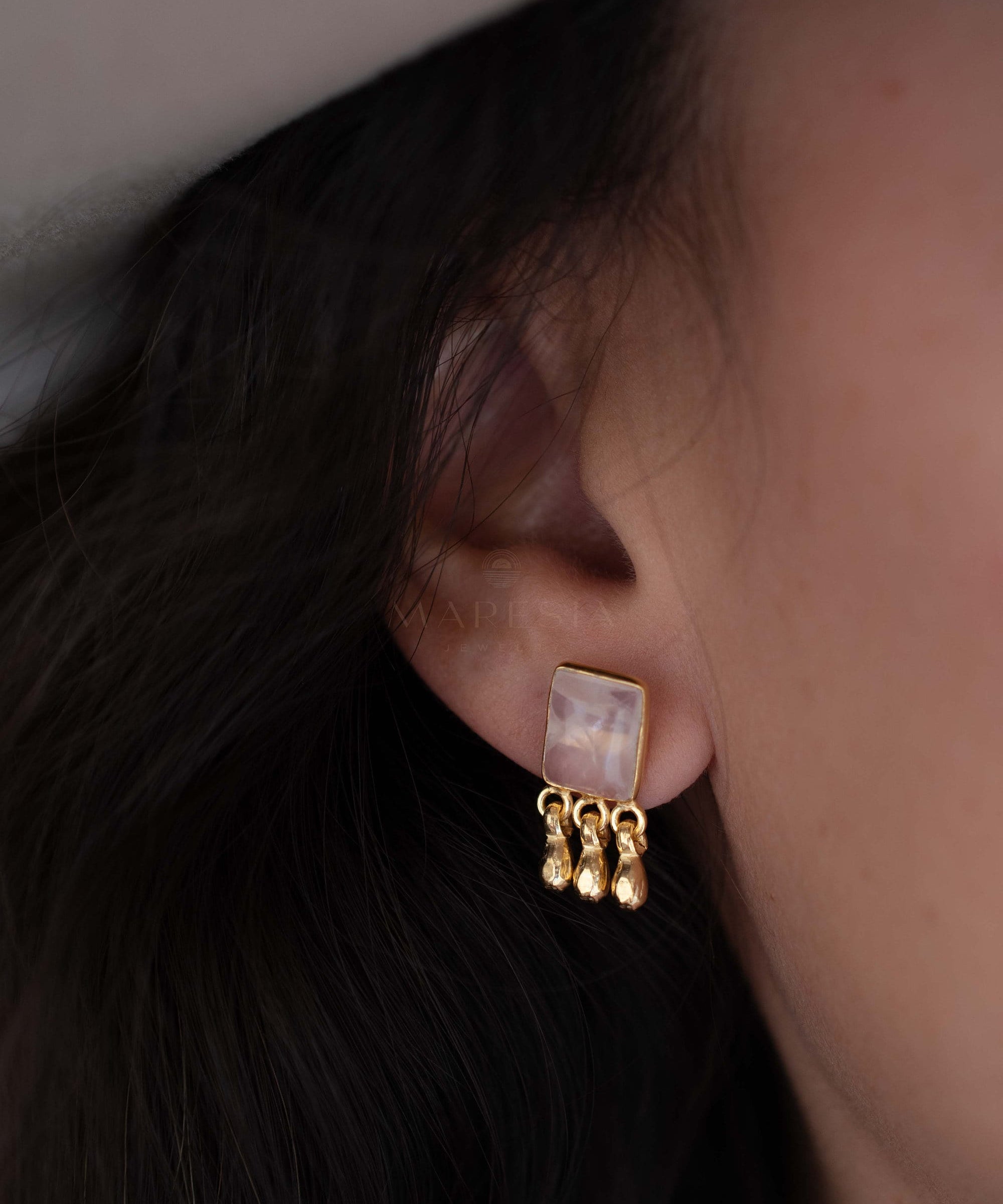 Rose Quartz Earrings ~ Sterling Silver or 18k Gold Plated over Sterling Silver ~ Stud ~ Jewelry ~ Natural ~ Minimalist Everyday ~ ME2