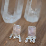 Rose Quartz Earrings ~ Sterling Silver or 18k Gold Plated over Sterling Silver ~ Stud ~ Jewelry ~ Natural ~ Minimalist Everyday ~ ME2
