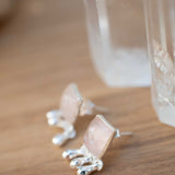 Rose Quartz Earrings ~ Sterling Silver or 18k Gold Plated over Sterling Silver ~ Stud ~ Jewelry ~ Natural ~ Minimalist Everyday ~ ME2