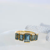Iolite Hydro Ring ~ Rectangular Stone ~ 18k Gold Plated ~ Jewelry ~ Handmade ~ Boho ~ MR338