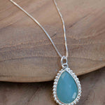 Labradorite, Pink Moonstone, Black Onyx, Aventurine & Aqua Chalcedony Necklace ~ Tear Drop ~ Sterling Silver