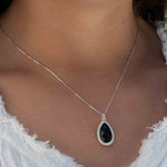 Labradorite, Pink Moonstone, Black Onyx, Aventurine & Aqua Chalcedony Necklace ~ Tear Drop ~ Sterling Silver