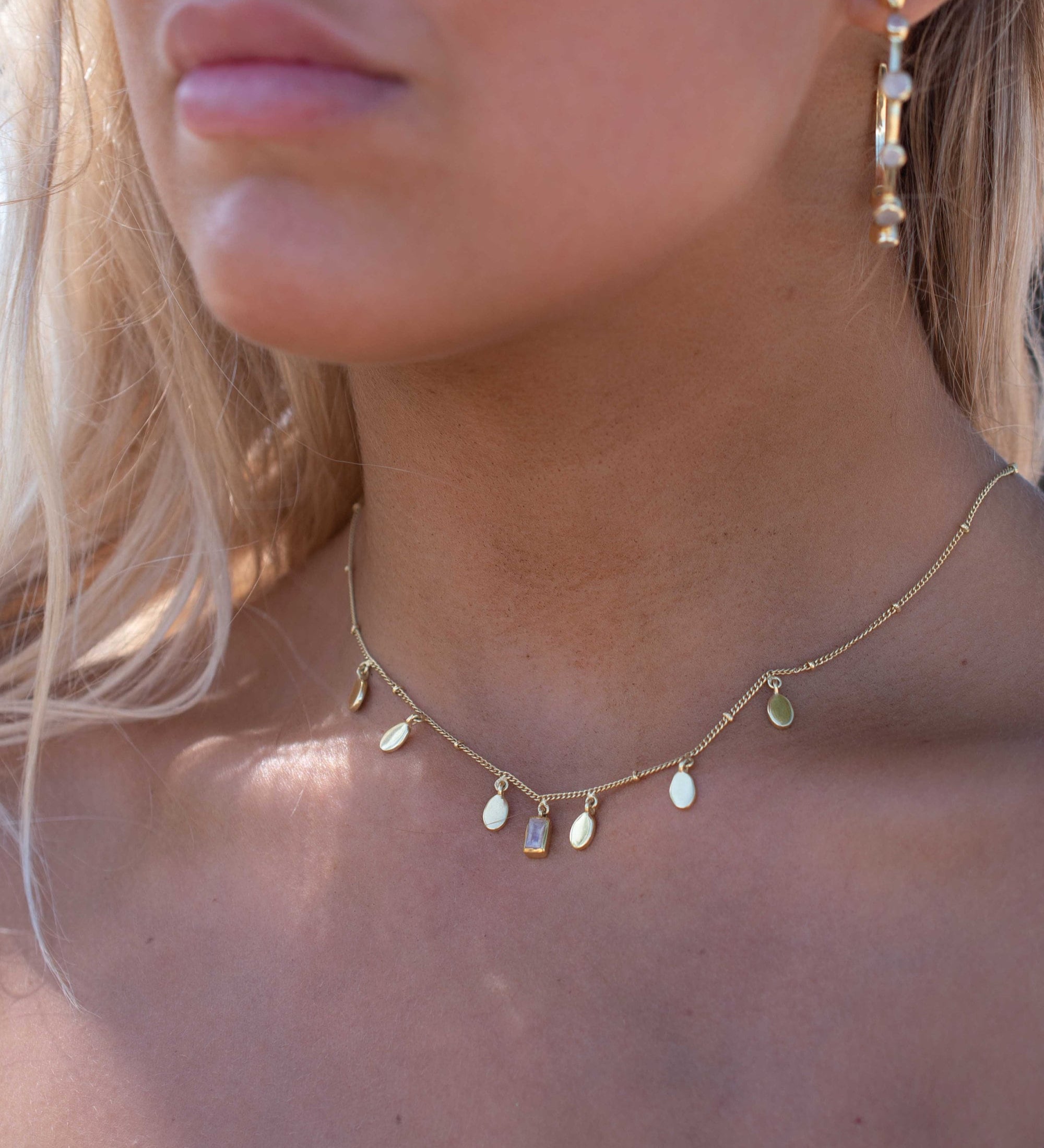 Moonstone Necklace ~ Bohemina look ~ Gold Plated over Sterling Silver ~ Handmade ~ Minimalist ~MN161