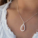 Labradorite, Pink Moonstone, Black Onyx, Aventurine & Aqua Chalcedony Necklace ~ Tear Drop ~ Sterling Silver