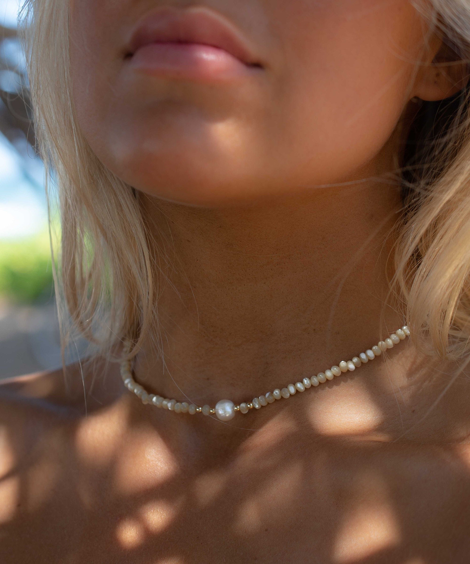 Fresh Water Pearl & Mother of Pearl necklace~ Sterling Silver 925 or Gold Filled~Choker ~ Jewelry ~ Gift For Her ~Minimalist~Handmade MN158