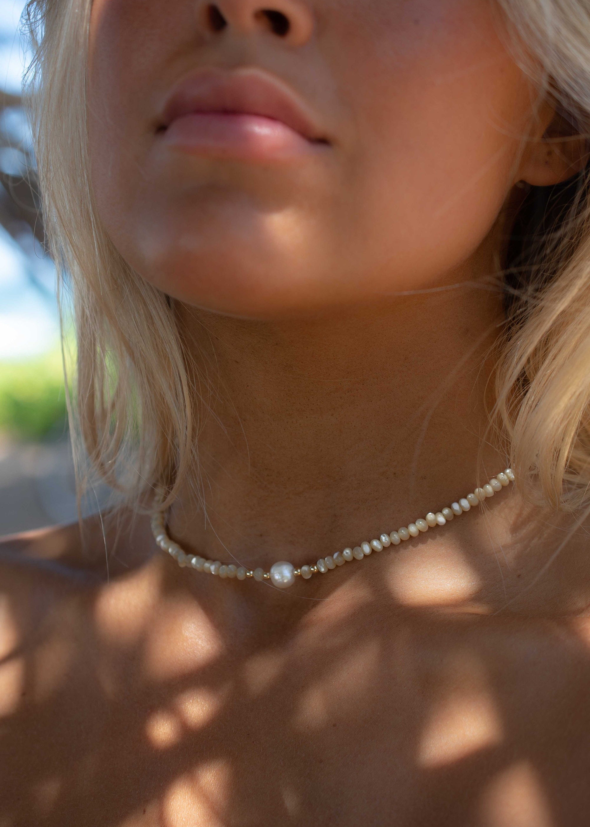 Fresh Water Pearl & Mother of Pearl necklace~ Sterling Silver 925 or Gold Filled~Choker ~ Jewelry ~ Gift For Her ~Minimalist~Handmade MN158