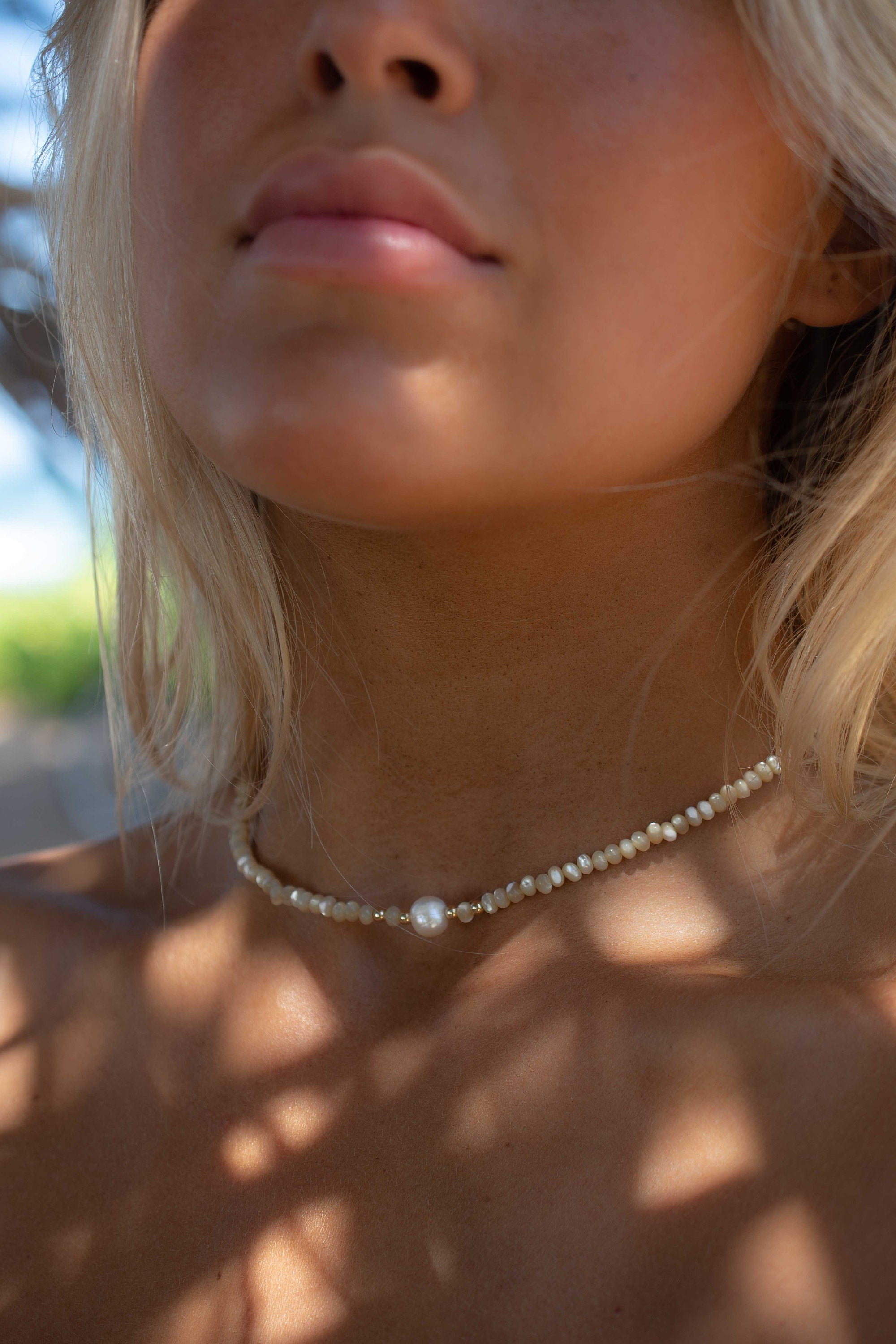 Fresh Water Pearl & Mother of Pearl necklace~ Sterling Silver 925 or Gold Filled~Choker ~ Jewelry ~ Gift For Her ~Minimalist~Handmade MN158