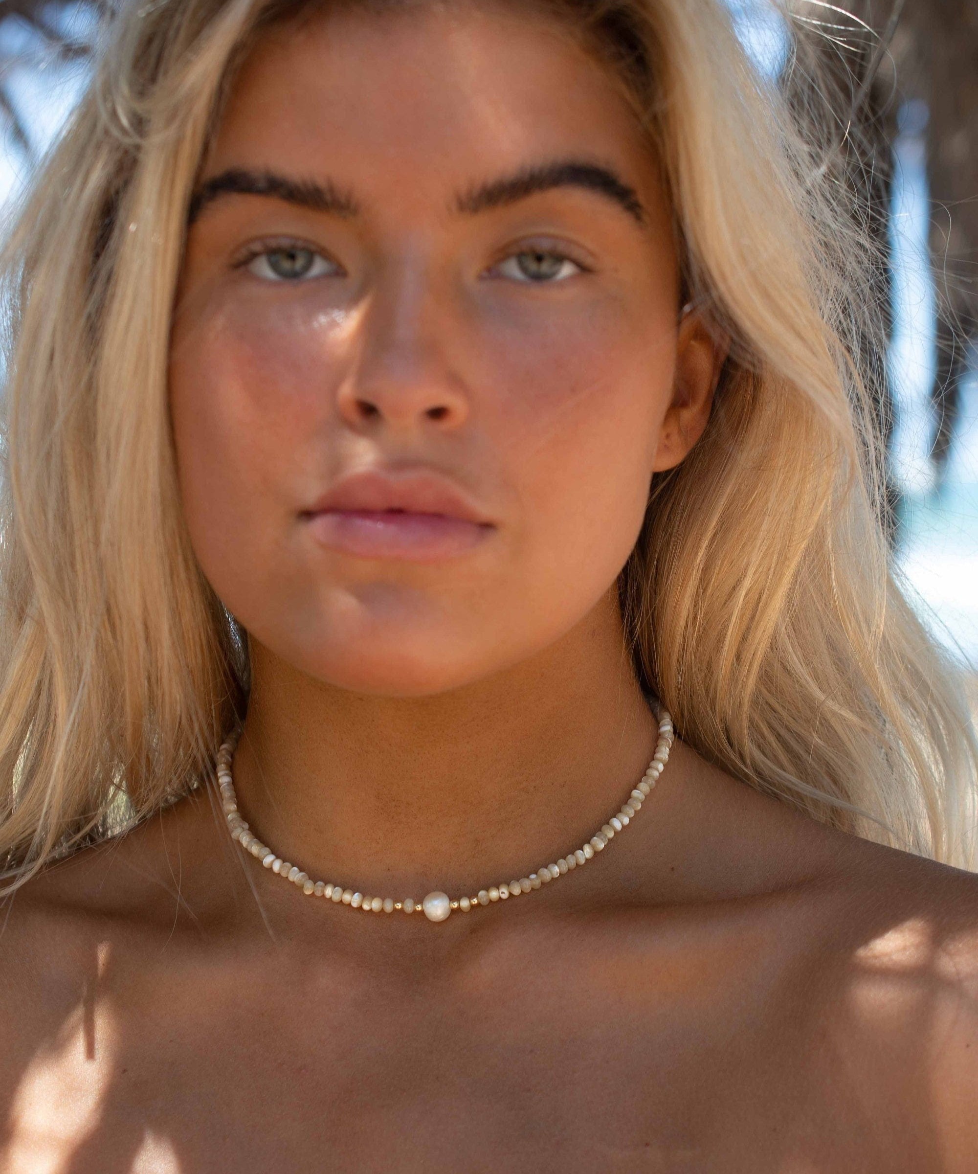 Fresh Water Pearl & Mother of Pearl necklace~ Sterling Silver 925 or Gold Filled~Choker ~ Jewelry ~ Gift For Her ~Minimalist~Handmade MN158