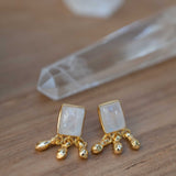 Delicate Moonstone Earrings ~ Sterling Silver 925 or Gold Plated over Sterling Silver ~ Gemstone ~ Post ~ Stud ~Handmade ~ Jewelry ~ ME229