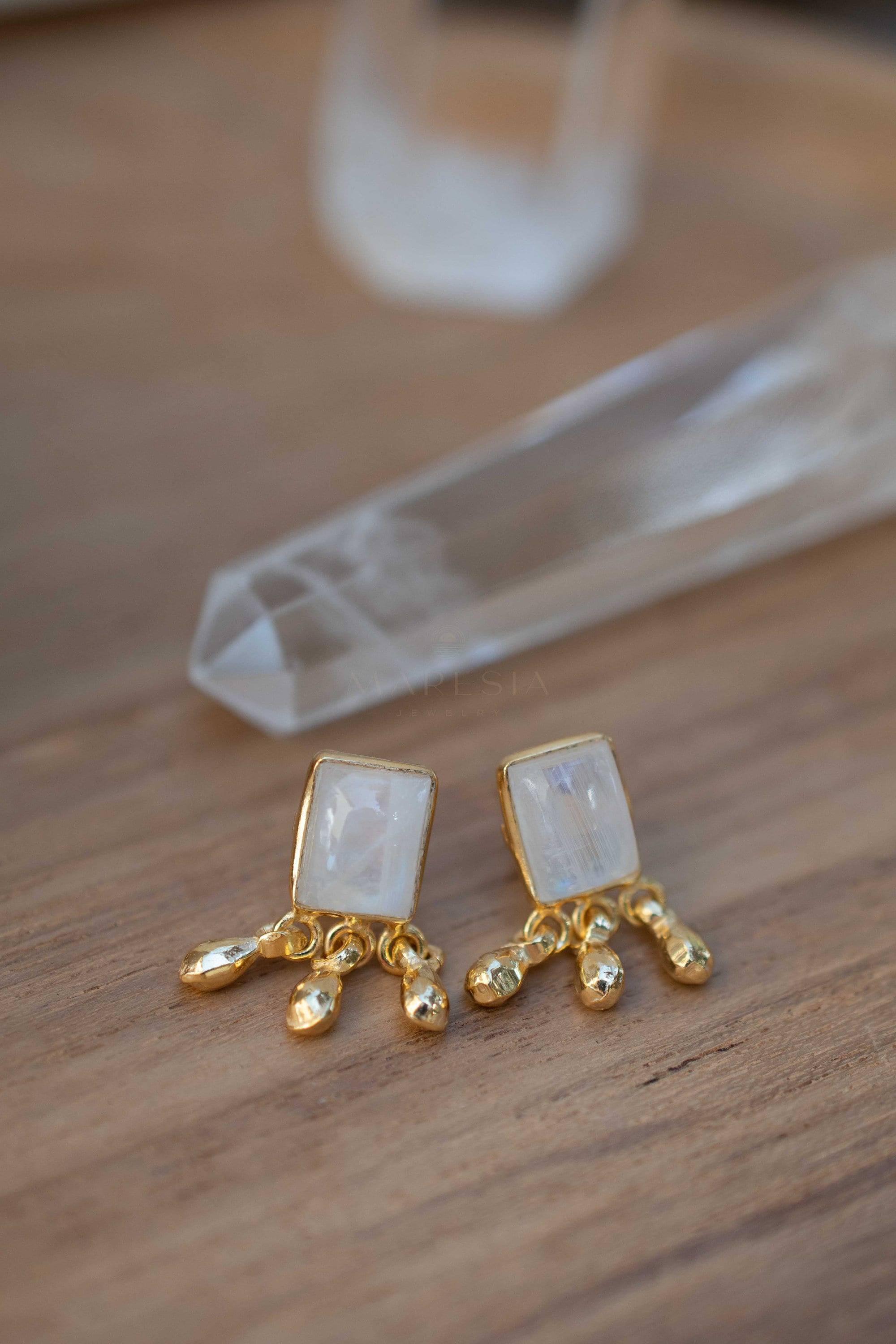 Delicate Moonstone Earrings ~ Sterling Silver 925 or Gold Plated over Sterling Silver ~ Gemstone ~ Post ~ Stud ~Handmade ~ Jewelry ~ ME229