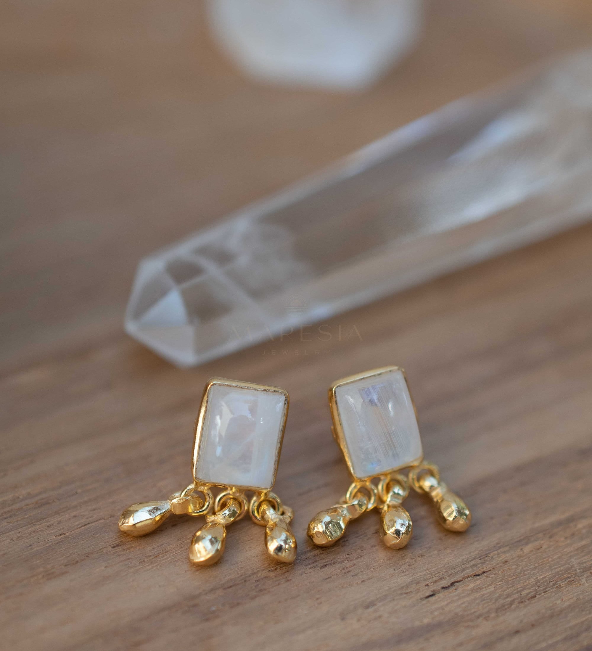 Delicate Moonstone Earrings ~ Sterling Silver 925 or Gold Plated over Sterling Silver ~ Gemstone ~ Post ~ Stud ~Handmade ~ Jewelry ~ ME229