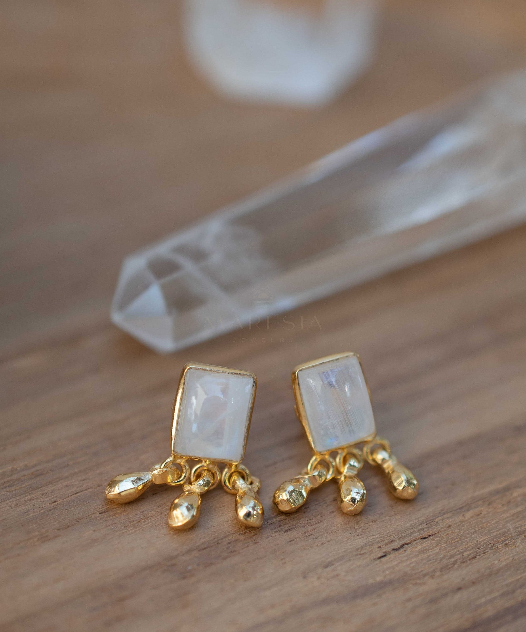 Delicate Moonstone Earrings ~ Sterling Silver 925 or Gold Plated over Sterling Silver ~ Gemstone ~ Post ~ Stud ~Handmade ~ Jewelry ~ ME229