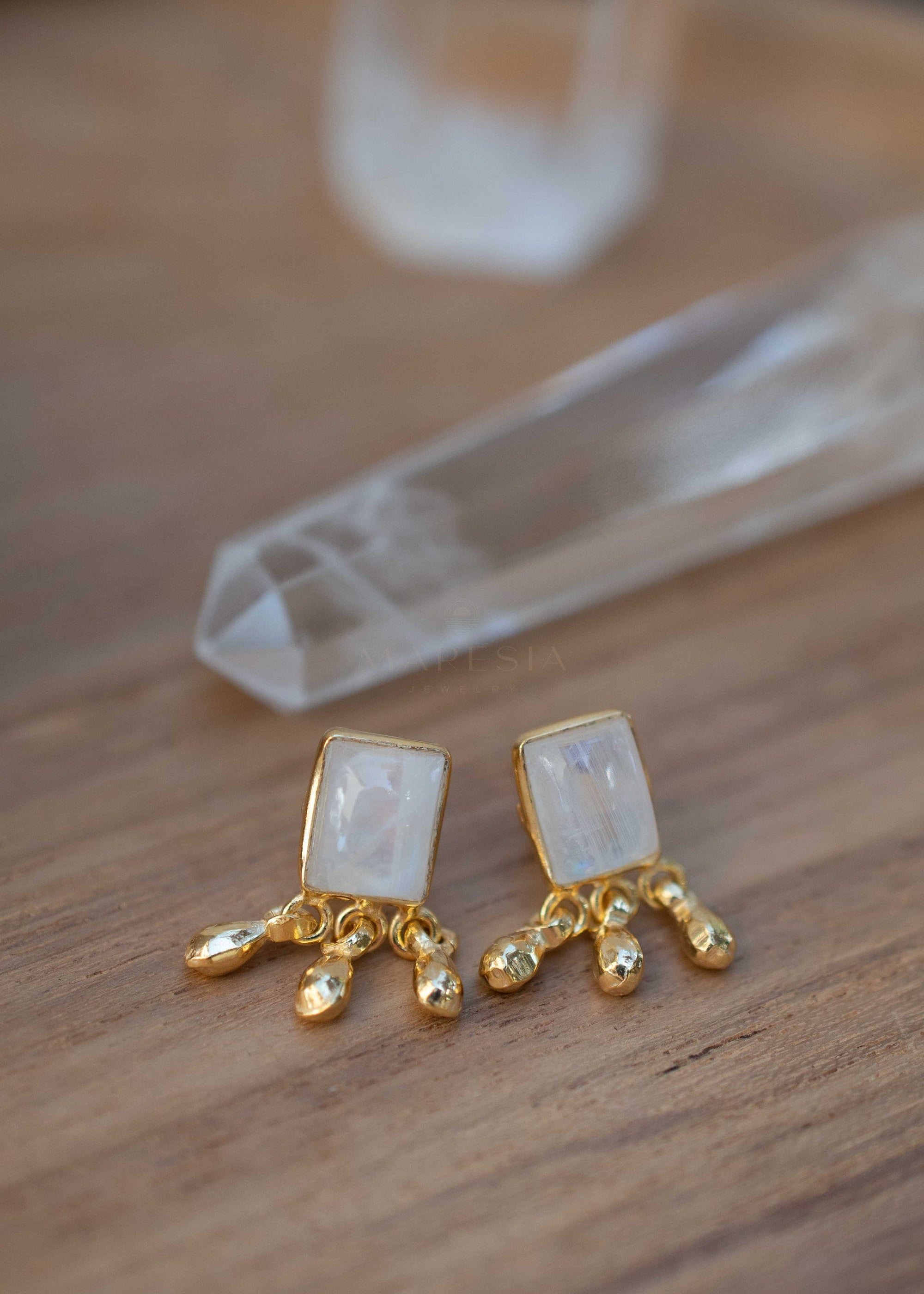 Delicate Moonstone Earrings ~ Sterling Silver 925 or Gold Plated over Sterling Silver ~ Gemstone ~ Post ~ Stud ~Handmade ~ Jewelry ~ ME229