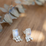 Delicate Moonstone Earrings ~ Sterling Silver 925 or Gold Plated over Sterling Silver ~ Gemstone ~ Post ~ Stud ~Handmade ~ Jewelry ~ ME229