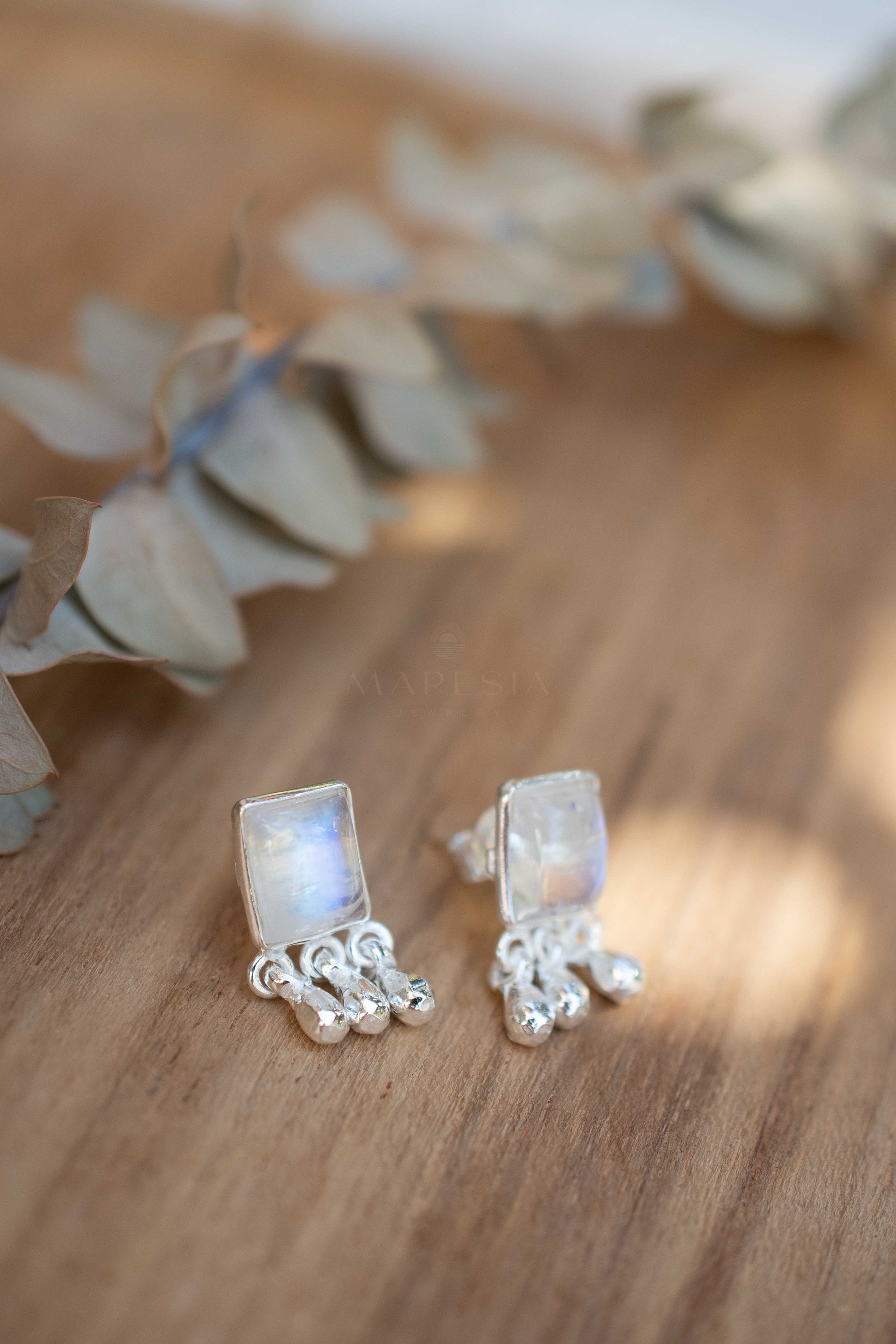 Delicate Moonstone Earrings ~ Sterling Silver 925 or Gold Plated over Sterling Silver ~ Gemstone ~ Post ~ Stud ~Handmade ~ Jewelry ~ ME229