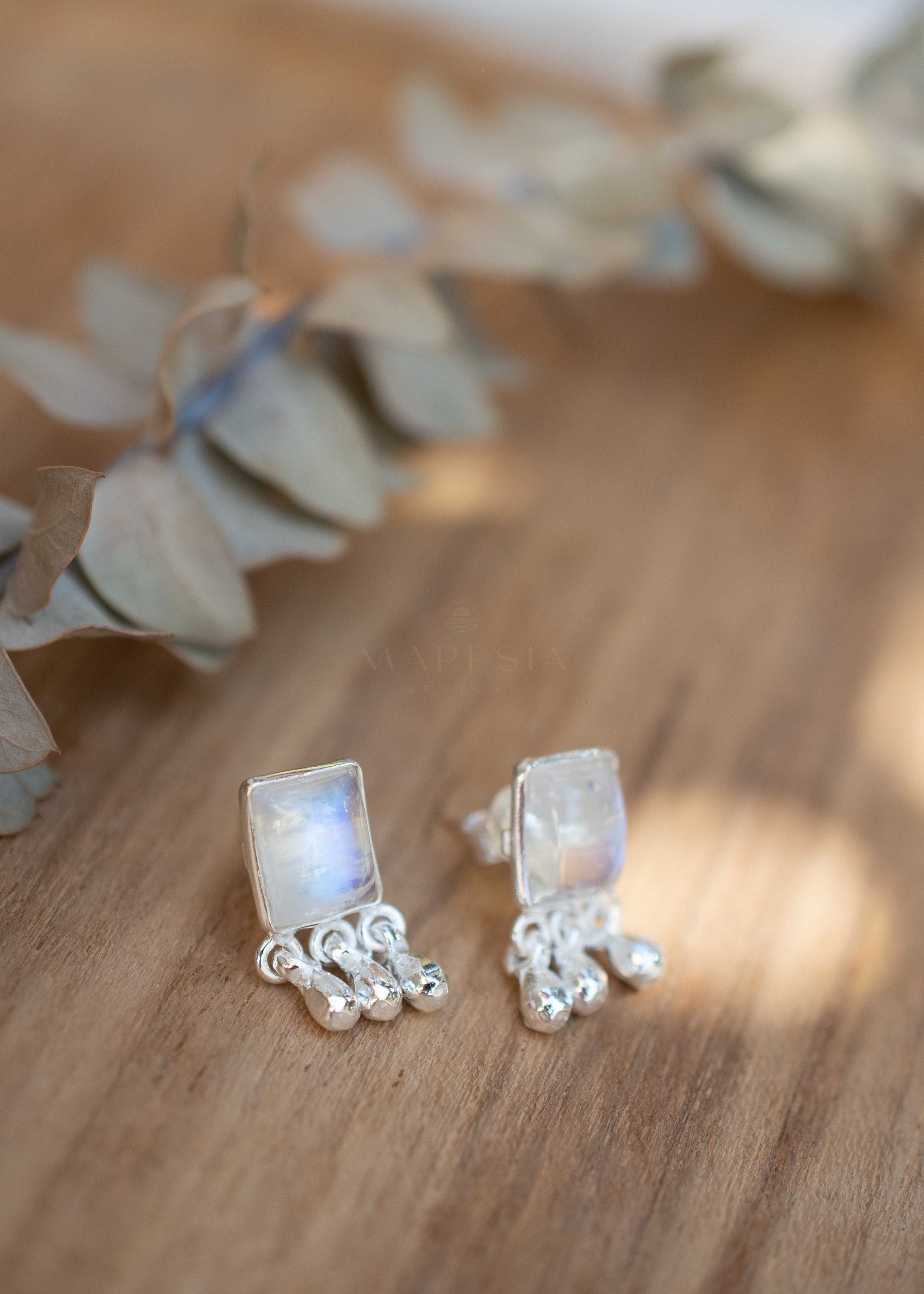 Delicate Moonstone Earrings ~ Sterling Silver 925 or Gold Plated over Sterling Silver ~ Gemstone ~ Post ~ Stud ~Handmade ~ Jewelry ~ ME229