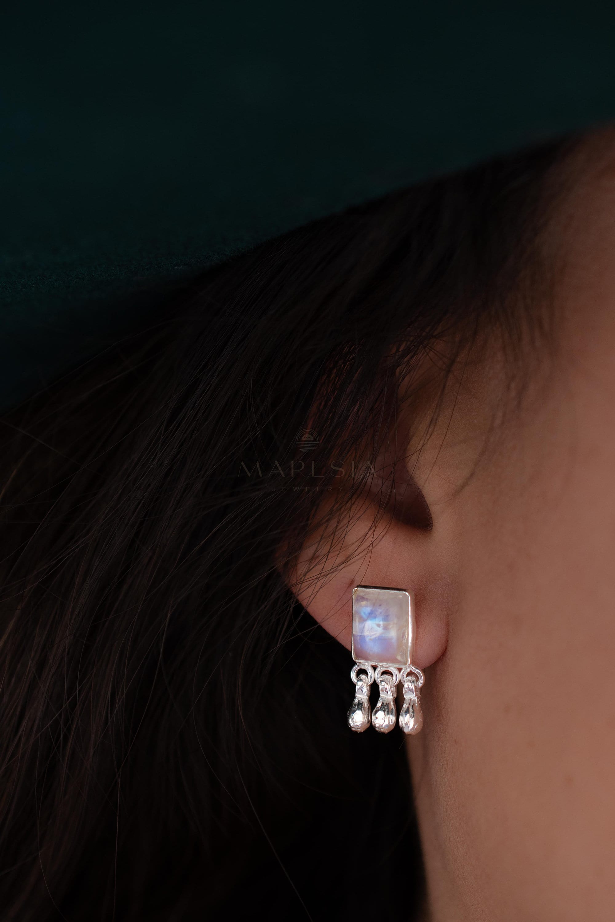 Delicate Moonstone Earrings ~ Sterling Silver 925 or Gold Plated over Sterling Silver ~ Gemstone ~ Post ~ Stud ~Handmade ~ Jewelry ~ ME229