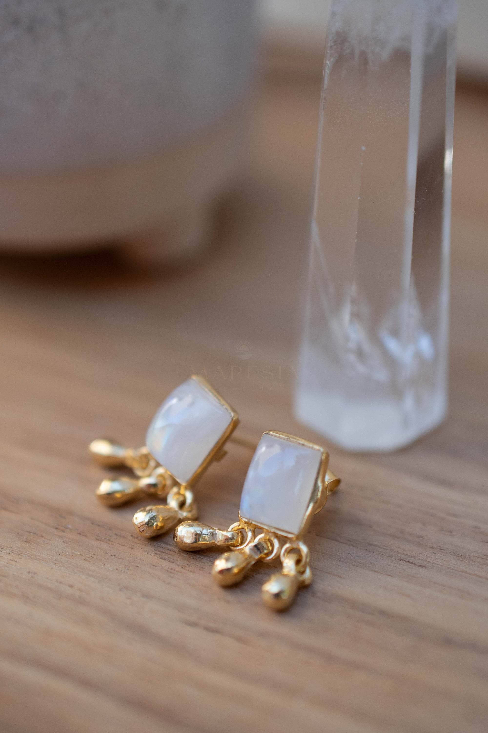 Delicate Moonstone Earrings ~ Sterling Silver 925 or Gold Plated over Sterling Silver ~ Gemstone ~ Post ~ Stud ~Handmade ~ Jewelry ~ ME229