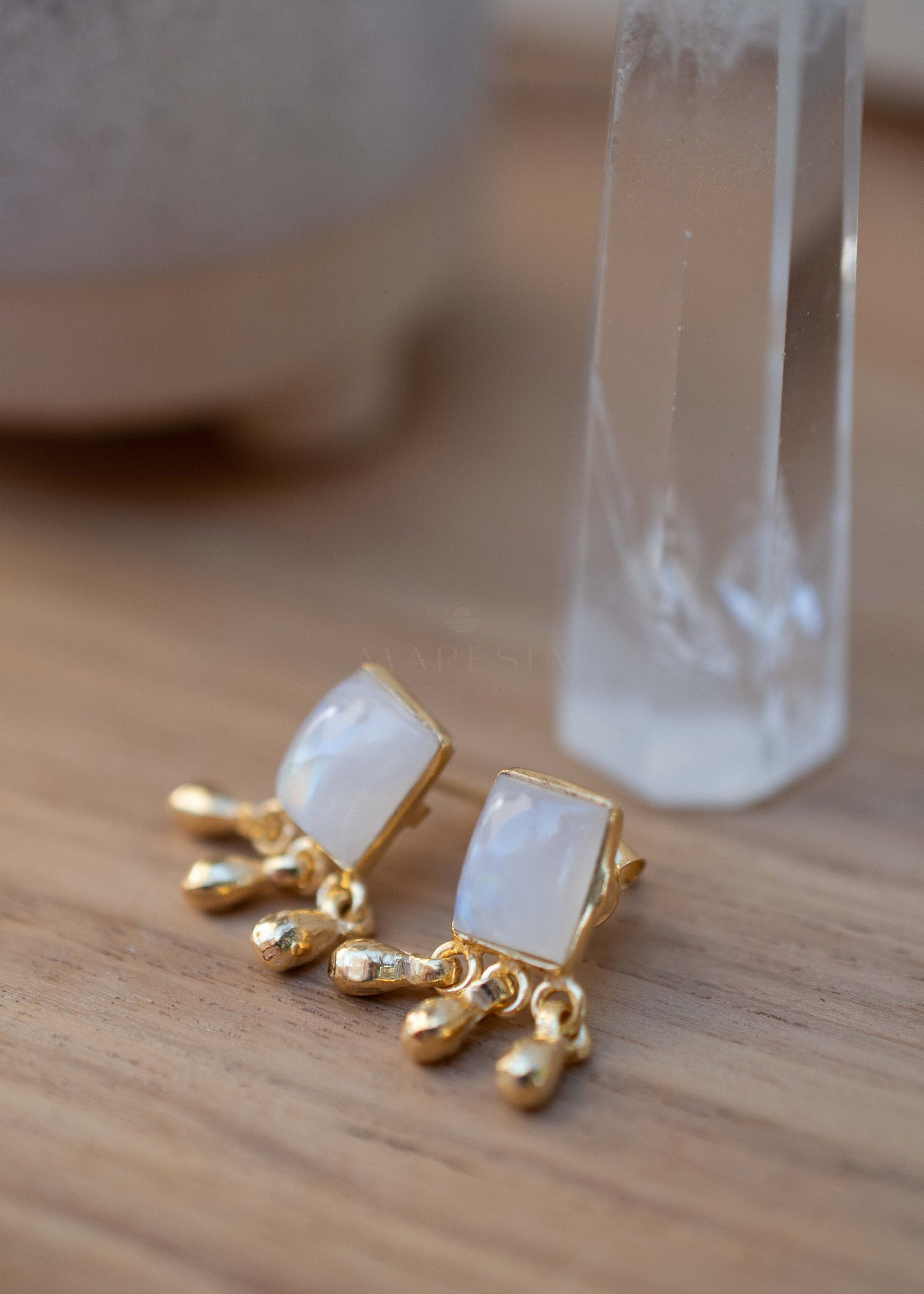 Delicate Moonstone Earrings ~ Sterling Silver 925 or Gold Plated over Sterling Silver ~ Gemstone ~ Post ~ Stud ~Handmade ~ Jewelry ~ ME229