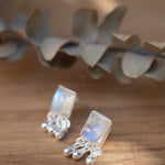 Delicate Moonstone Earrings ~ Sterling Silver 925 or Gold Plated over Sterling Silver ~ Gemstone ~ Post ~ Stud ~Handmade ~ Jewelry ~ ME229