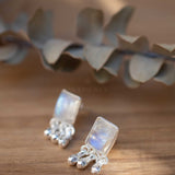 Delicate Moonstone Earrings ~ Sterling Silver 925 or Gold Plated over Sterling Silver ~ Gemstone ~ Post ~ Stud ~Handmade ~ Jewelry ~ ME229