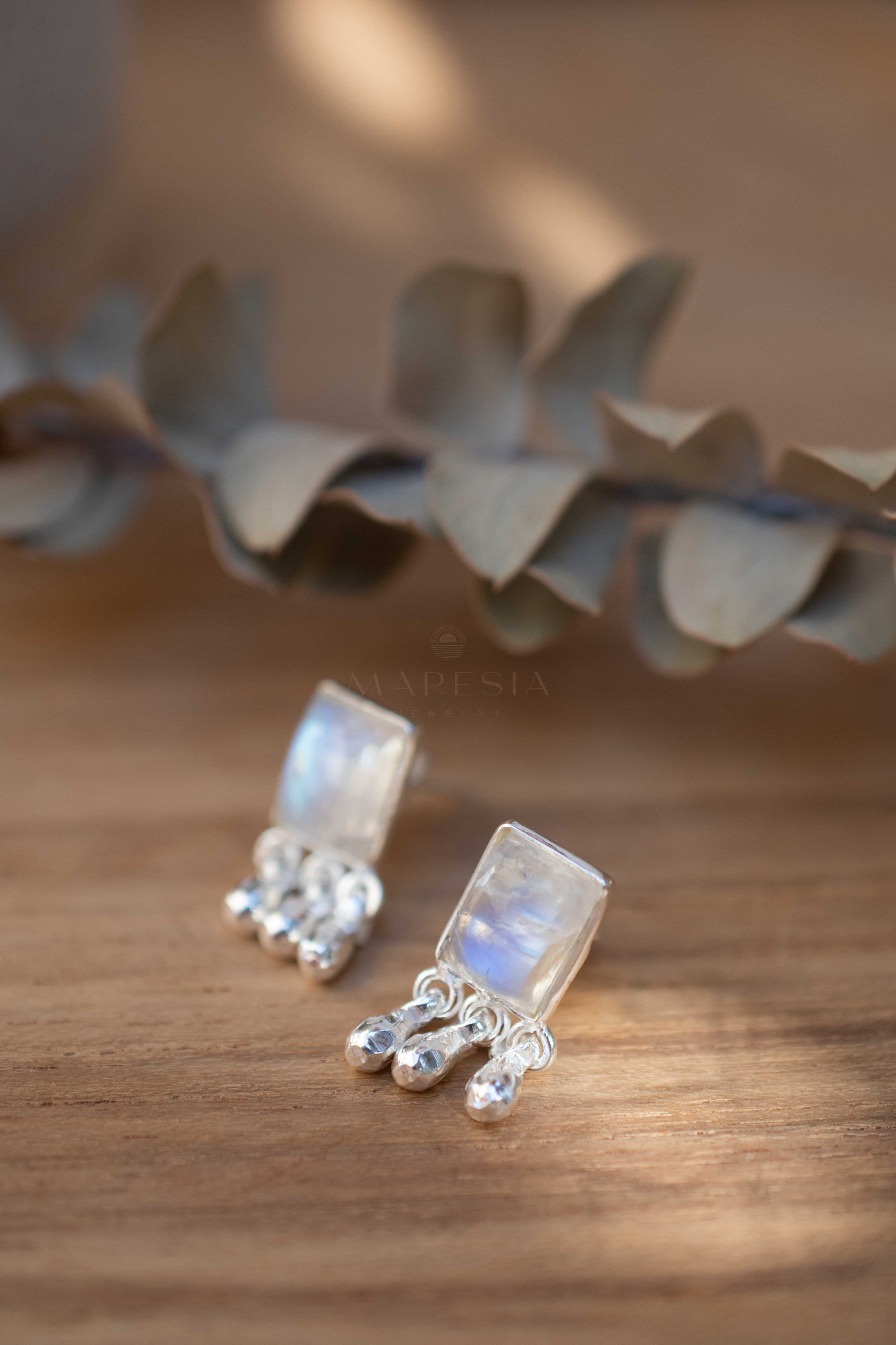 Delicate Moonstone Earrings ~ Sterling Silver 925 or Gold Plated over Sterling Silver ~ Gemstone ~ Post ~ Stud ~Handmade ~ Jewelry ~ ME229