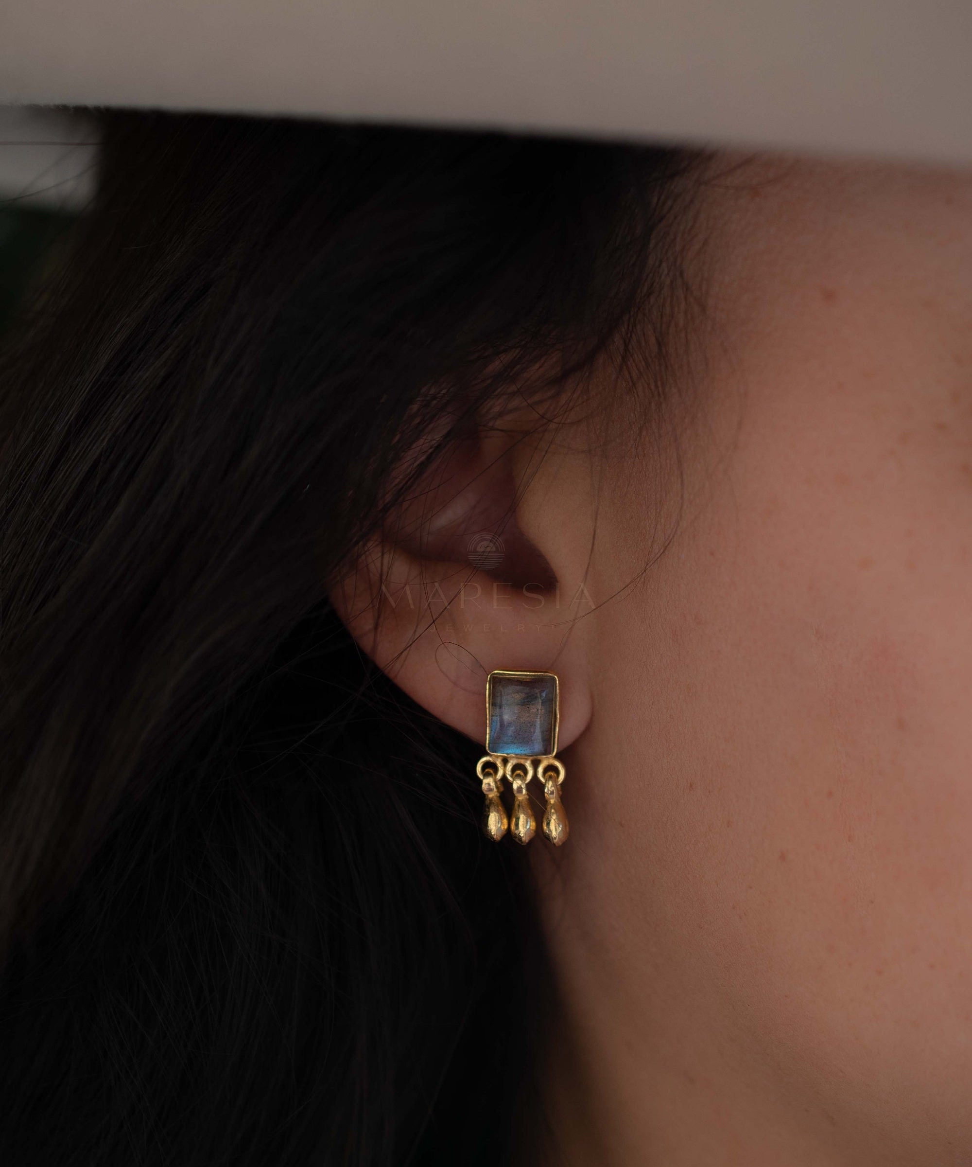 Delicate Labradorite Earrings ~ Sterling Silver 925 or Gold Plated over Sterling Silver ~ Gemstone ~ Post ~ Stud ~Handmade ~ Jewelry ME228