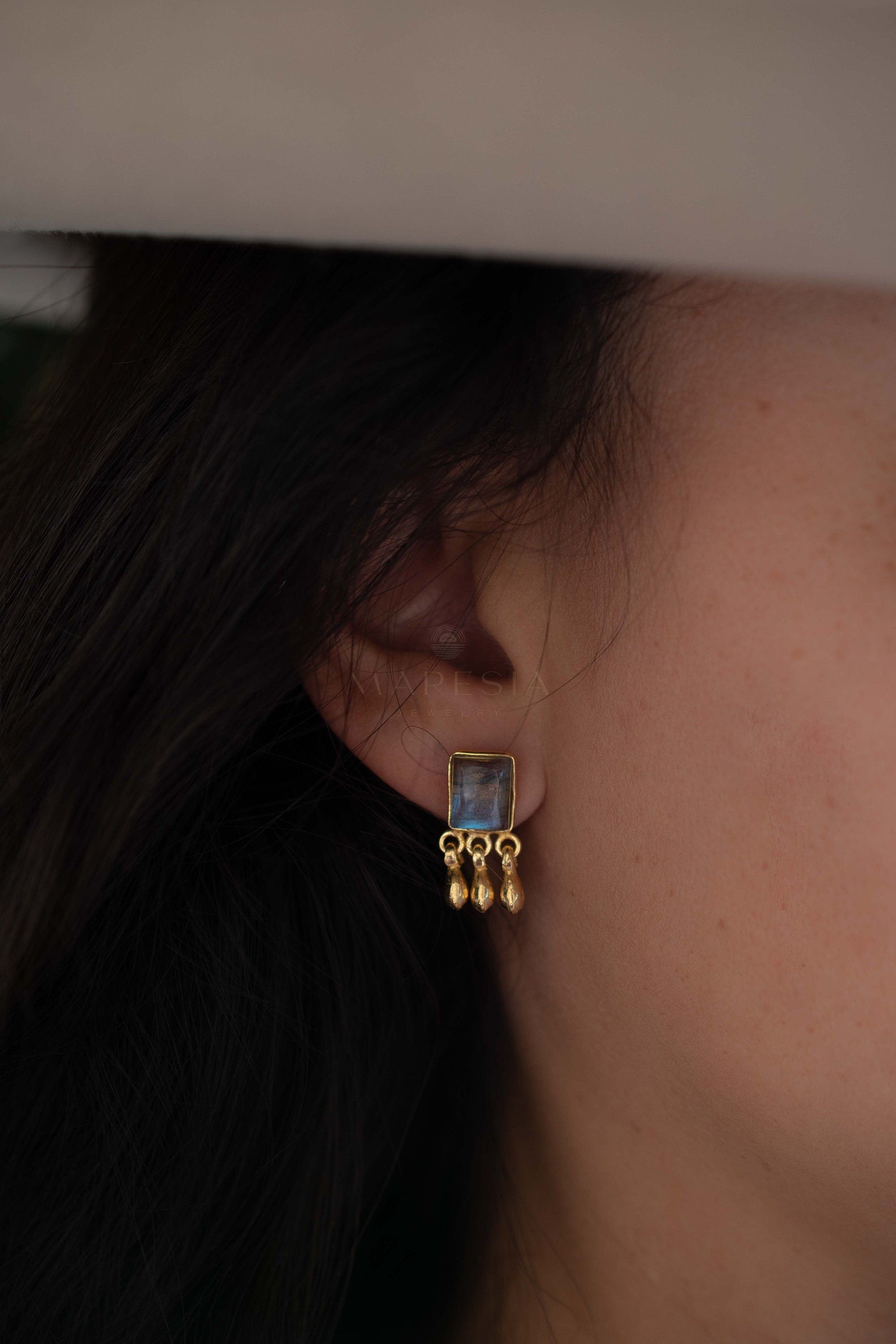Delicate Labradorite Earrings ~ Sterling Silver 925 or Gold Plated over Sterling Silver ~ Gemstone ~ Post ~ Stud ~Handmade ~ Jewelry ME228