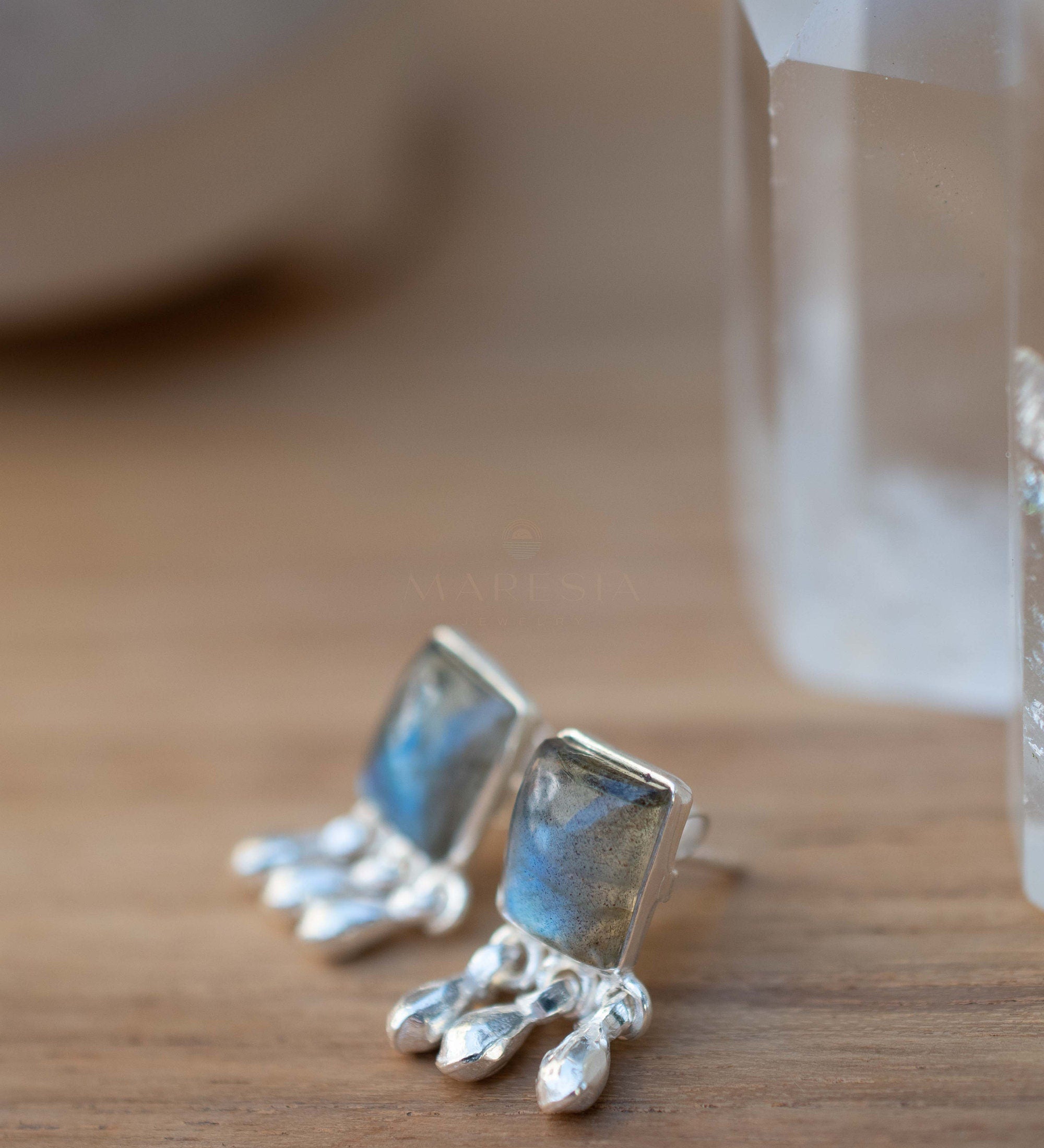 Delicate Labradorite Earrings ~ Sterling Silver 925 or Gold Plated over Sterling Silver ~ Gemstone ~ Post ~ Stud ~Handmade ~ Jewelry ME228