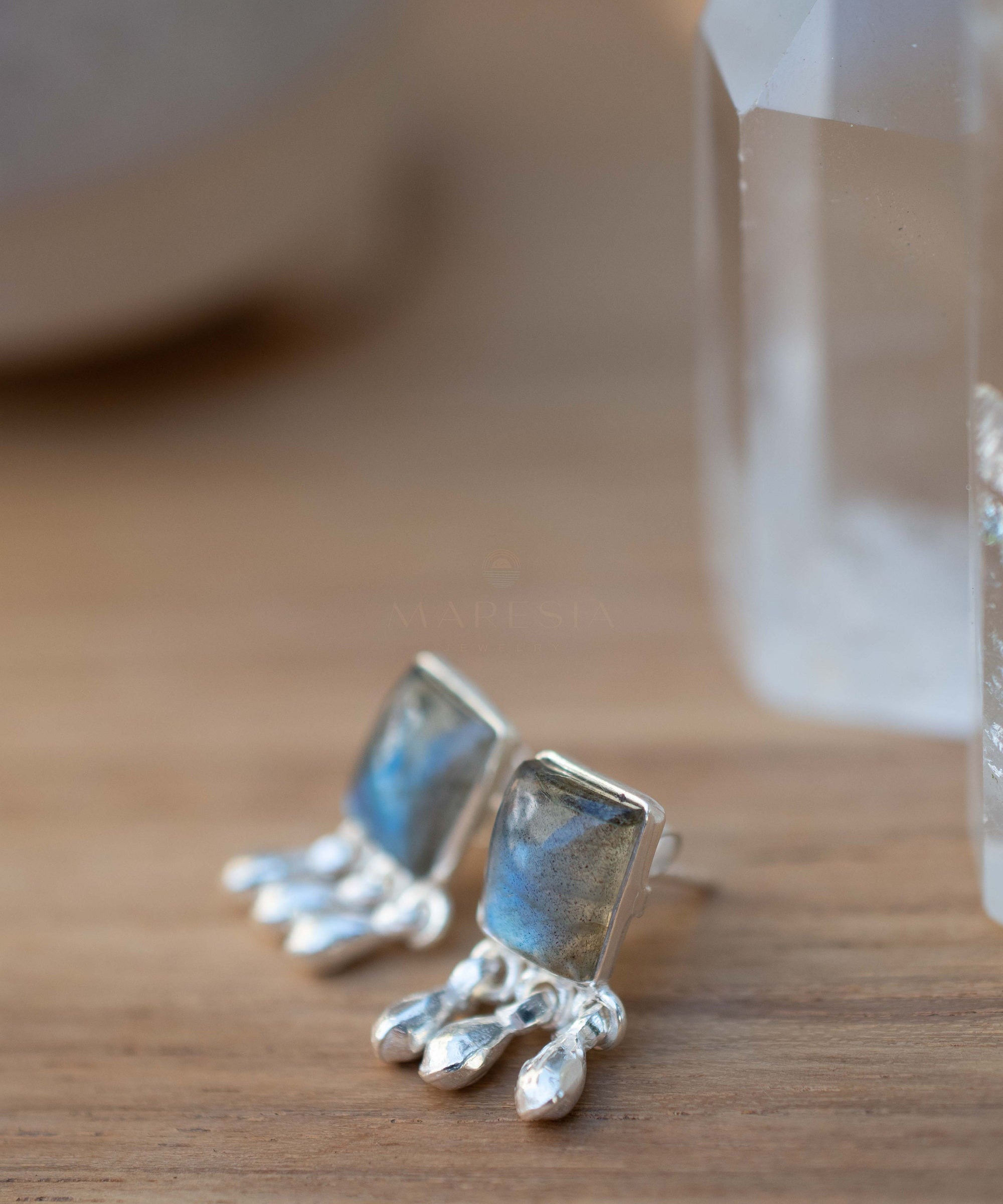 Delicate Labradorite Earrings ~ Sterling Silver 925 or Gold Plated over Sterling Silver ~ Gemstone ~ Post ~ Stud ~Handmade ~ Jewelry ME228