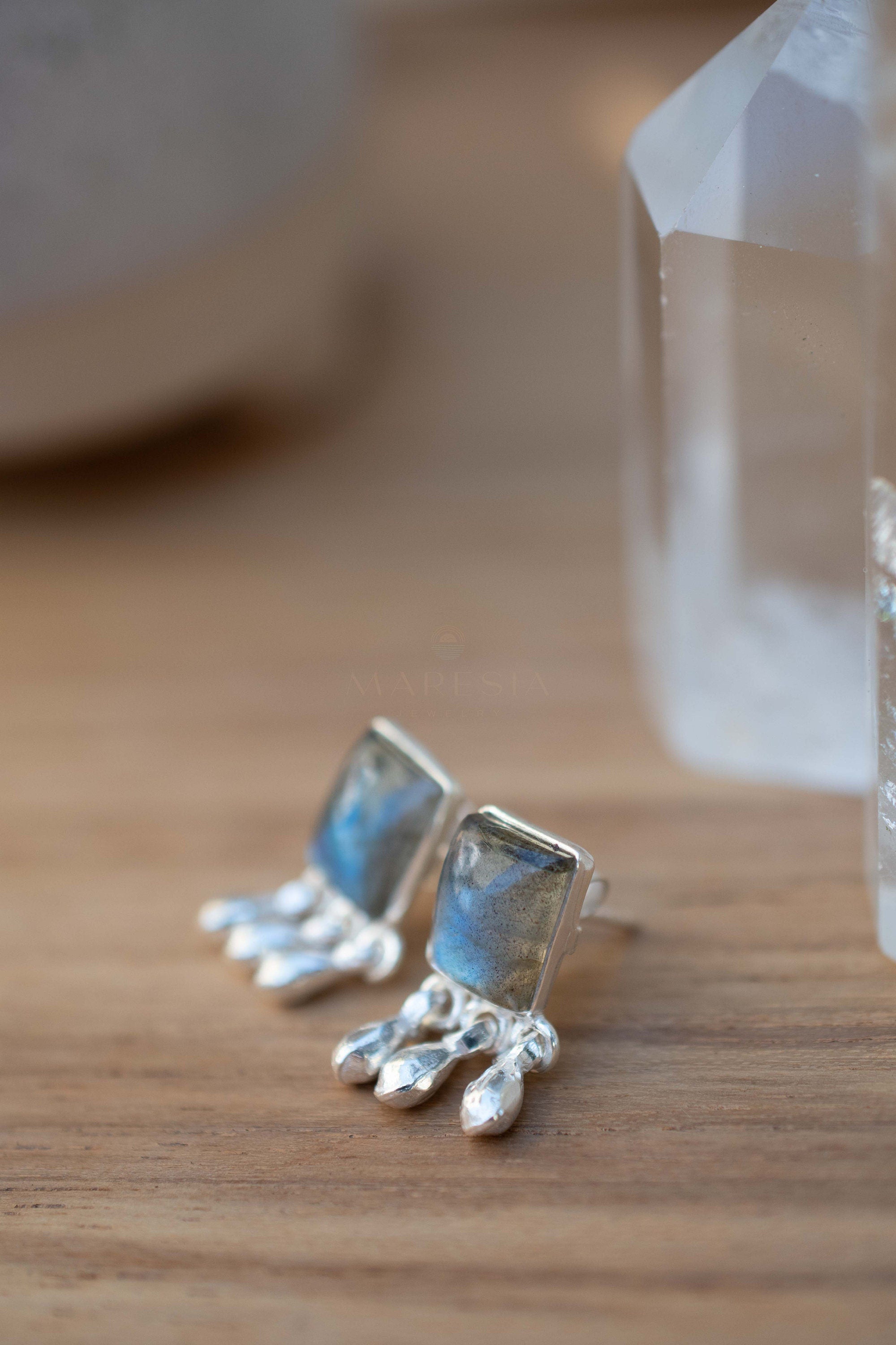 Delicate Labradorite Earrings ~ Sterling Silver 925 or Gold Plated over Sterling Silver ~ Gemstone ~ Post ~ Stud ~Handmade ~ Jewelry ME228