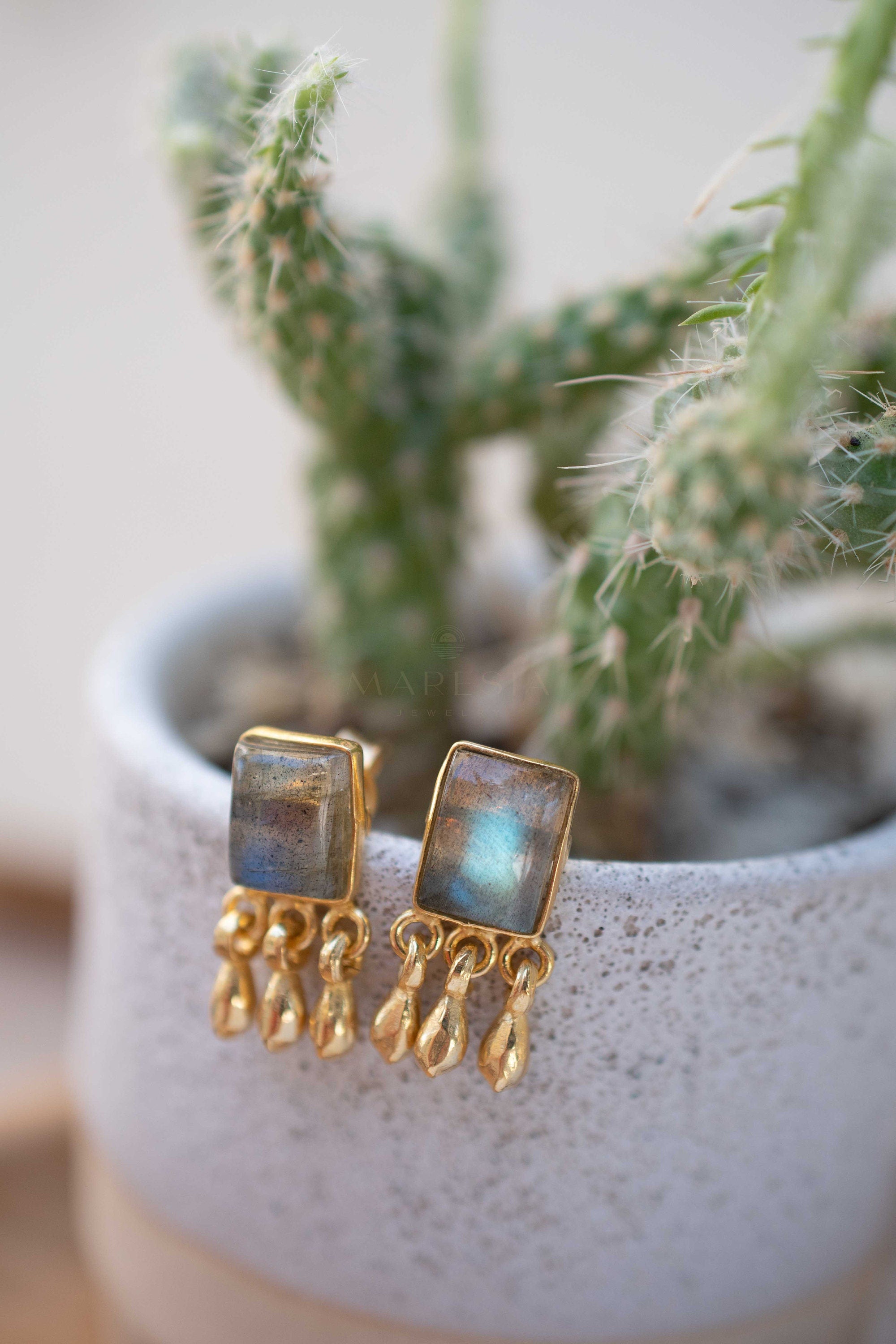 Delicate Labradorite Earrings ~ Sterling Silver 925 or Gold Plated over Sterling Silver ~ Gemstone ~ Post ~ Stud ~Handmade ~ Jewelry ME228