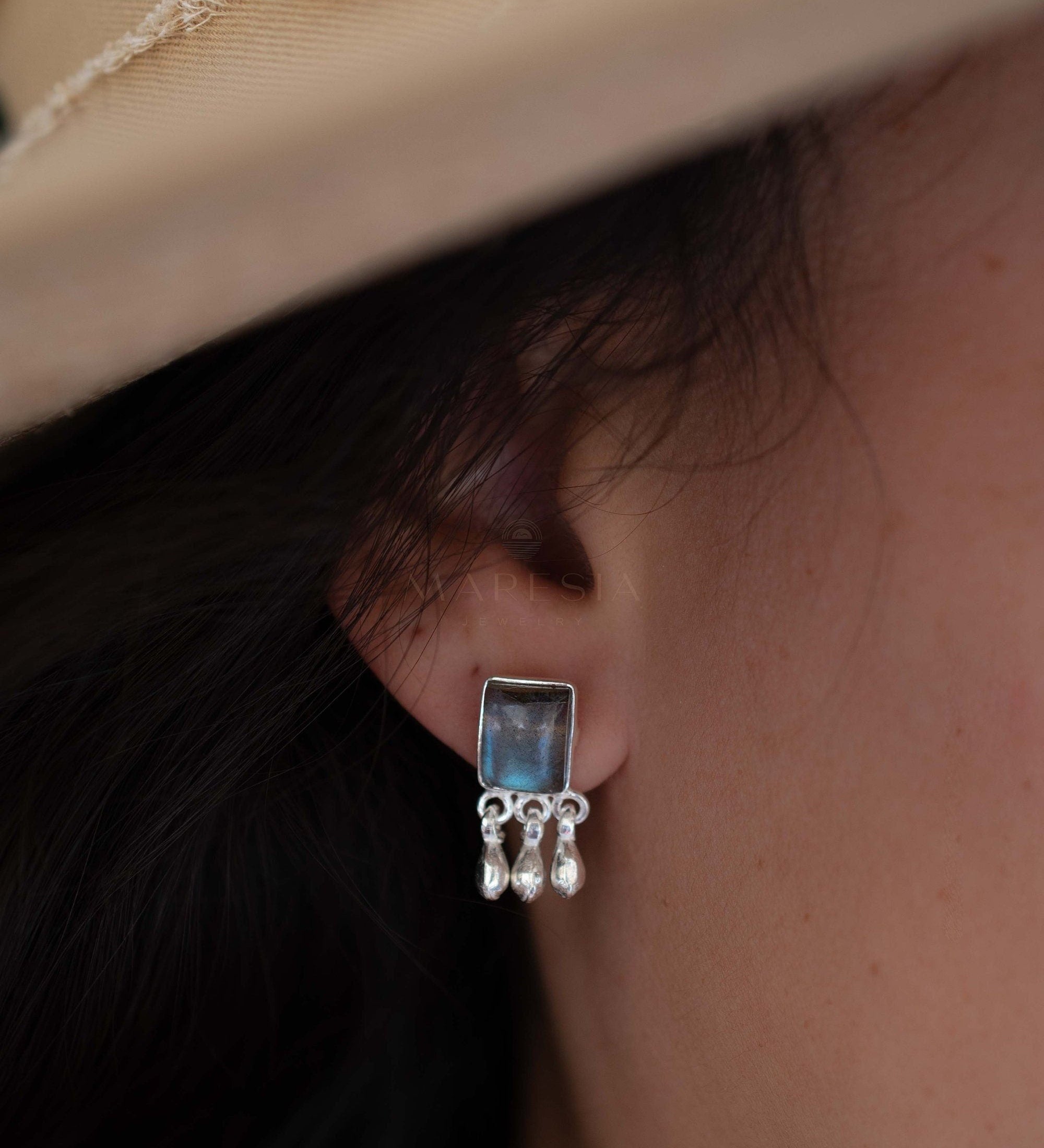 Delicate Labradorite Earrings ~ Sterling Silver 925 or Gold Plated over Sterling Silver ~ Gemstone ~ Post ~ Stud ~Handmade ~ Jewelry ME228