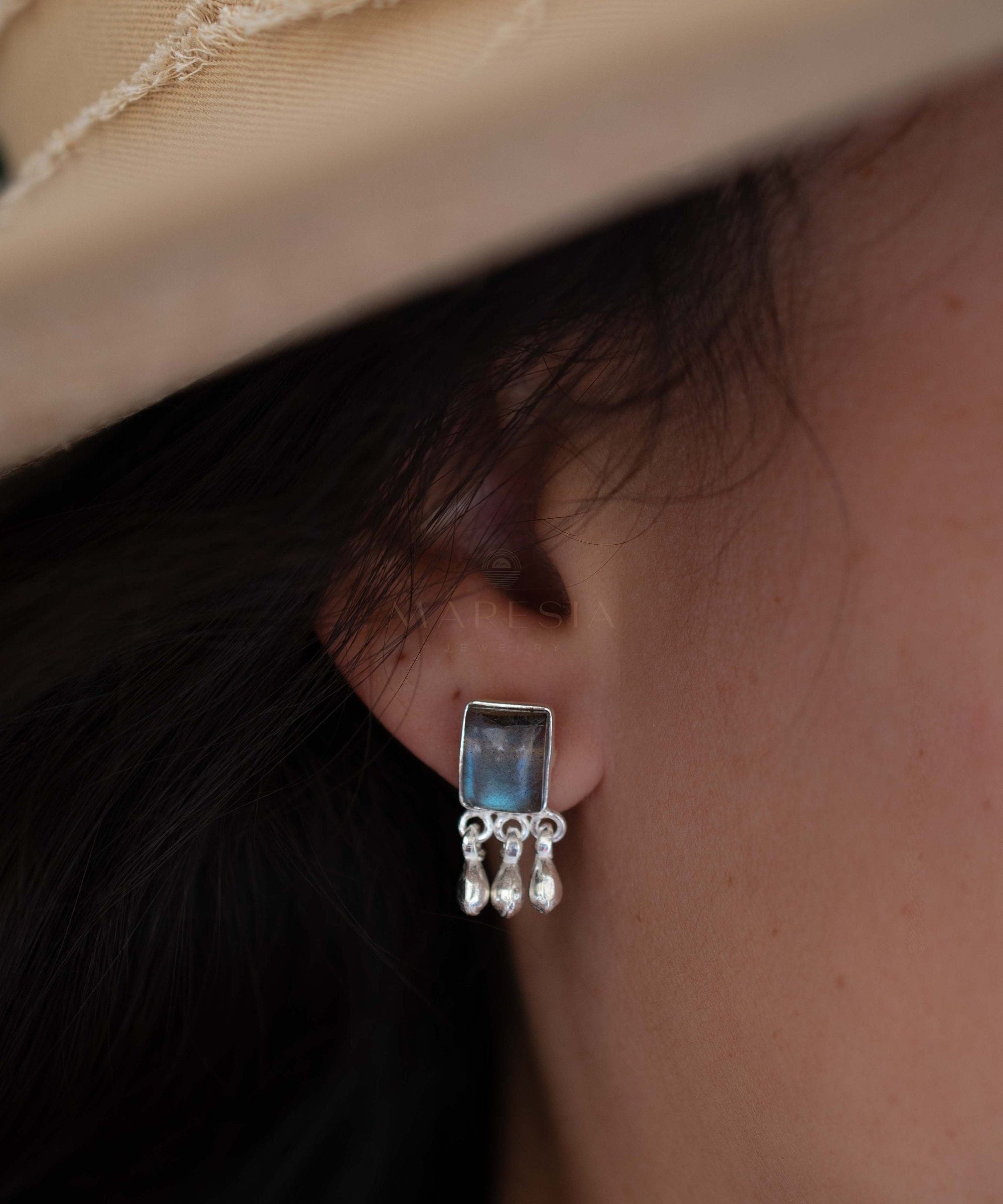 Delicate Labradorite Earrings ~ Sterling Silver 925 or Gold Plated over Sterling Silver ~ Gemstone ~ Post ~ Stud ~Handmade ~ Jewelry ME228